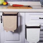 Hanging Trash Can Collapsible Small Bin For Kitchen Cabinet Door (Beige)