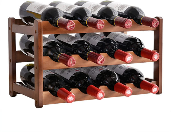  3-Layer Bamboo Wine Storage Rack (12 Bottles)