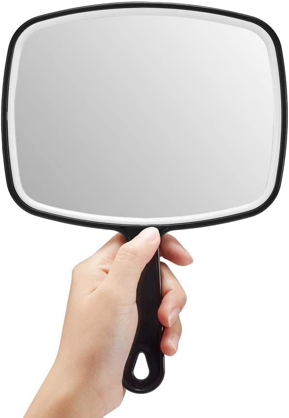  Extra Large Black Handheld Mirror with Handle 24 x 16 cm