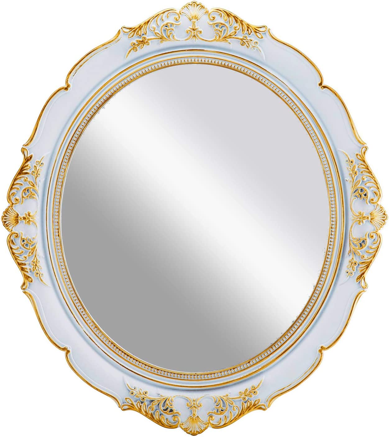Antique Vintage Hanging Wall Mirror For Bedroom And Livingroom (White)