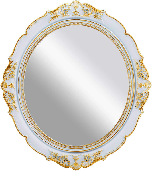 Antique Vintage Hanging Wall Mirror For Bedroom And Livingroom (White)