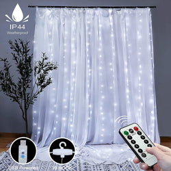 300 LEDs Window Curtain Fairy Lights 8 Modes and Remote Control