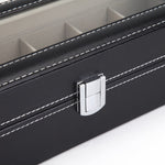 Black Pu Leather Watch Organizer Display Storage Box Cases For Men & Women (6 Slots)