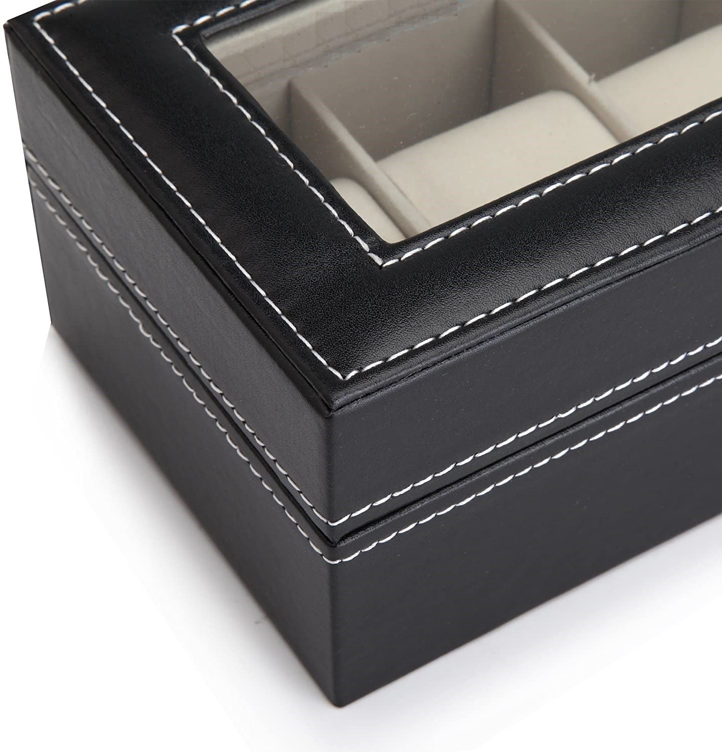 Black Pu Leather Watch Organizer Display Storage Box Cases For Men & Women (6 Slots)
