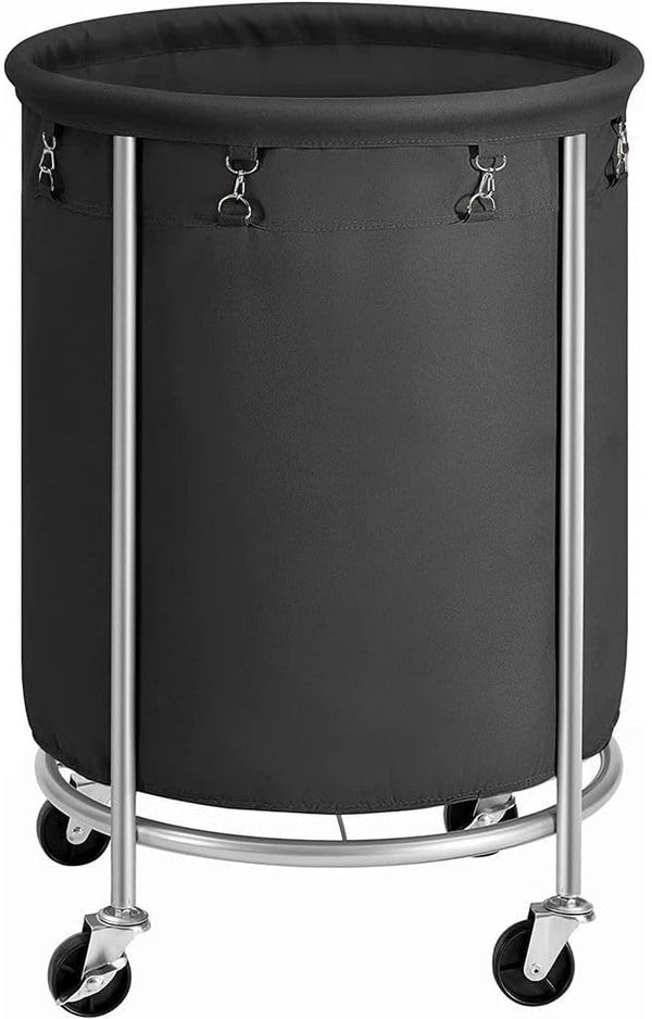  Steel Frame Laundry Basket Wheels, Black
