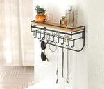 Wall Mount Hanging Jewelry Organizer With 9 Hooks (Black Metal)
