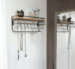 Wall Mount Hanging Jewelry Organizer With 9 Hooks (Black Metal)