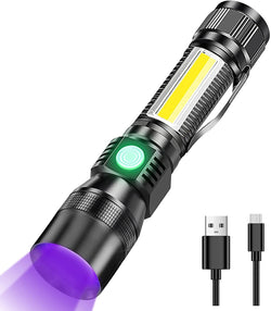 7 Modes Waterproof Rechargeable Uv Light Flashlight Torch For Camping