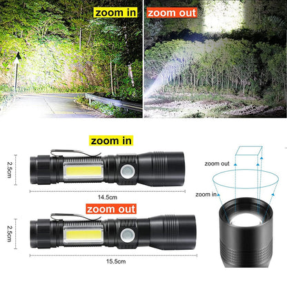 7 Modes Waterproof Rechargeable Uv Light Flashlight Torch For Camping
