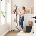 Metal Coat Rack Stand Hat Hanger, Black, 182Cm