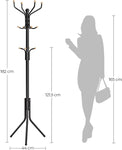 Metal Coat Rack Stand Hat Hanger, Black, 182Cm