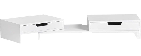  White Monitor Stand with Drawers