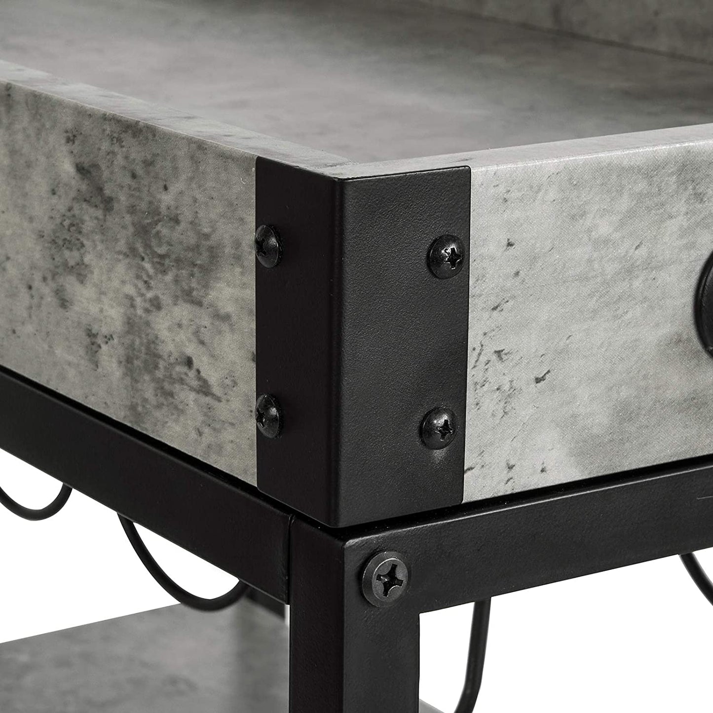 Industrial Vintage Style Wood Metal 3 Tiers Kitchen Serving Trolley(Grey)