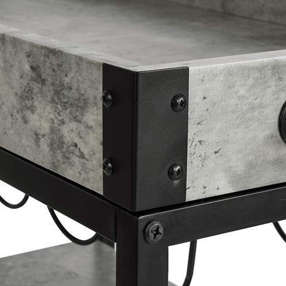 Industrial Vintage Style Wood Metal 3 Tiers Kitchen Serving Trolley(Grey)