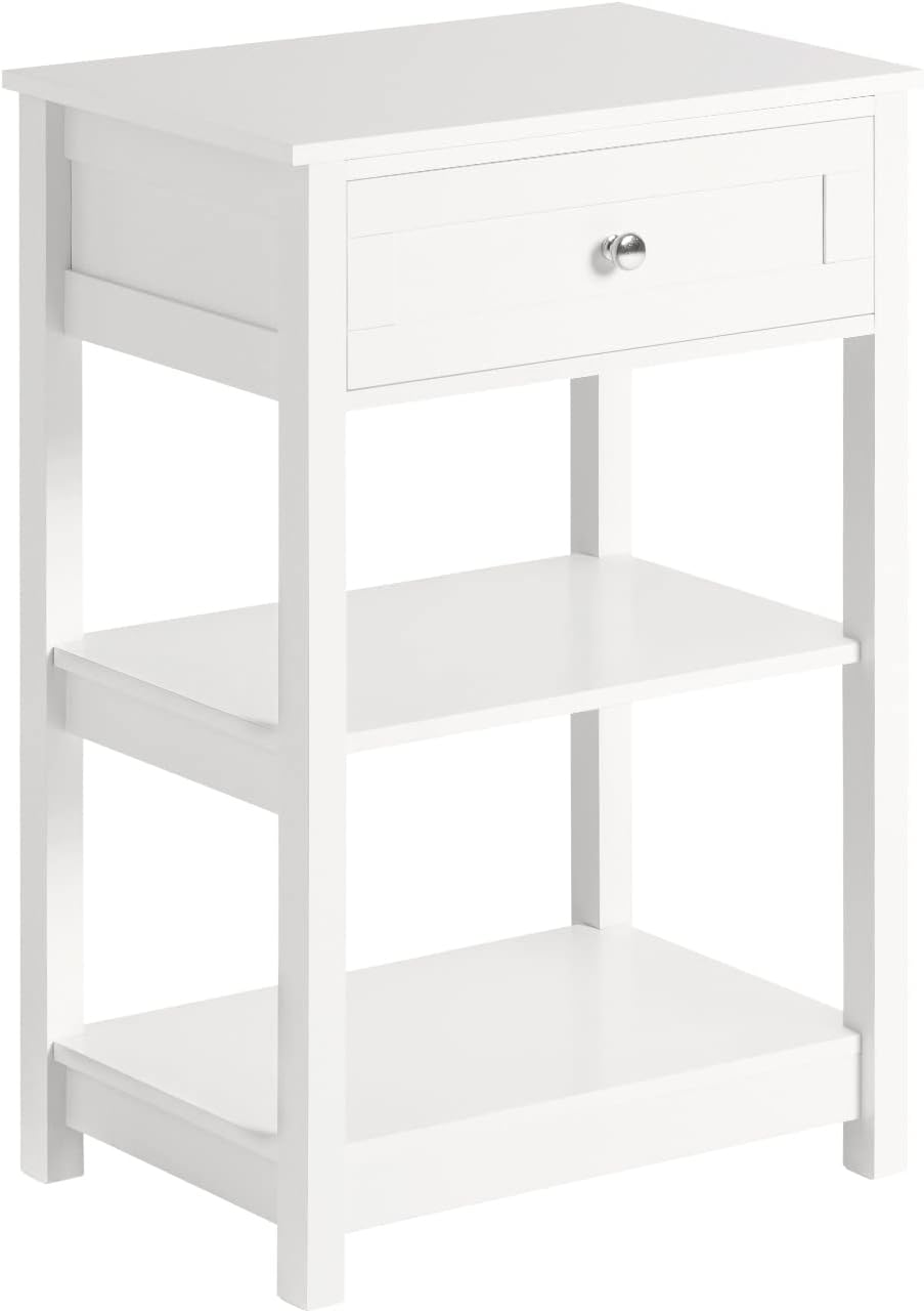 Bedside Table With Drawer Shelves 