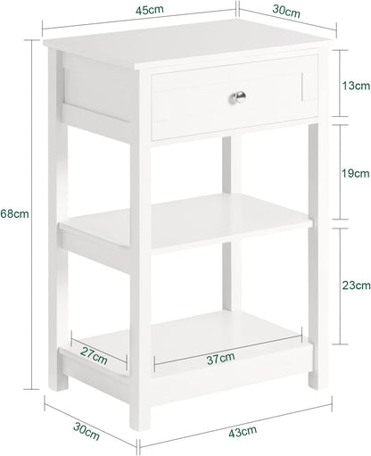 Bedside Table With Drawer Shelves 
