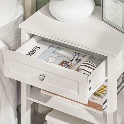 Bedside Table With Drawer Shelves 