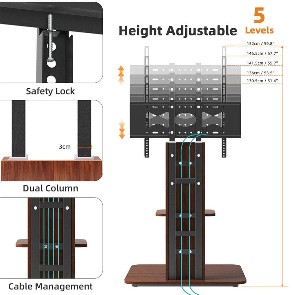 Adjustable Tv Floor Stand Black 600x400cm