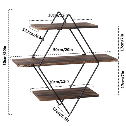 Floating Shelves Rustic Wooden 50x17.5x50cm