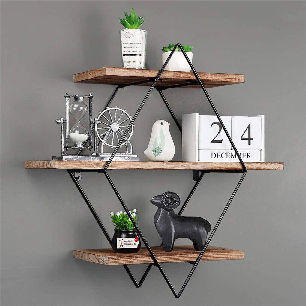 Floating Shelves Rustic Wooden 50x17.5x50cm