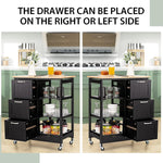 Kitchen Island Cart With Storage, Drawers, Shelves