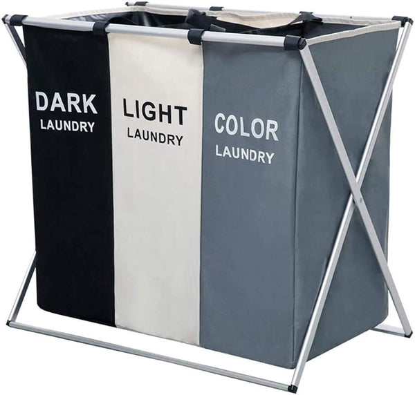  3 In 1 Large 135L Laundry Clothes Hamper Basket With Waterproof Bags (Multi)