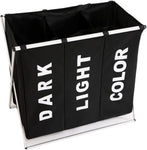 3 In 1 Large 135L Laundry Clothes Hamper Basket With Waterproof Bags(Black)