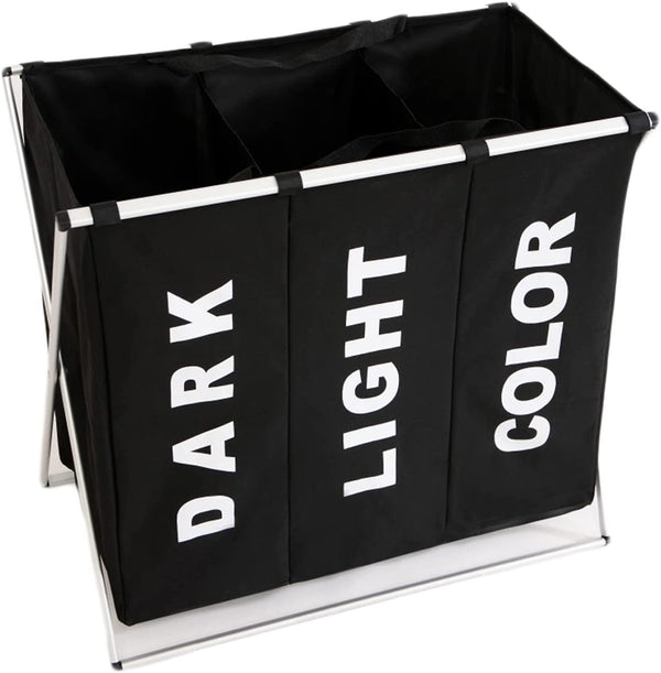  3 In 1 Large 135L Laundry Clothes Hamper Basket With Waterproof Bags(Black)