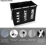 3 In 1 Large 135L Laundry Clothes Hamper Basket With Waterproof Bags(Black)