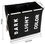 3 In 1 Large 135L Laundry Clothes Hamper Basket With Waterproof Bags(Black)