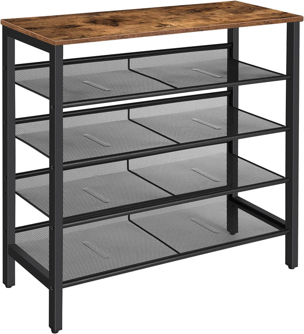  5-Tier Shoe Rack, Industrial Shoe Organizer Storage Bench