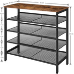 5-Tier Shoe Rack, Industrial Shoe Organizer Storage Bench