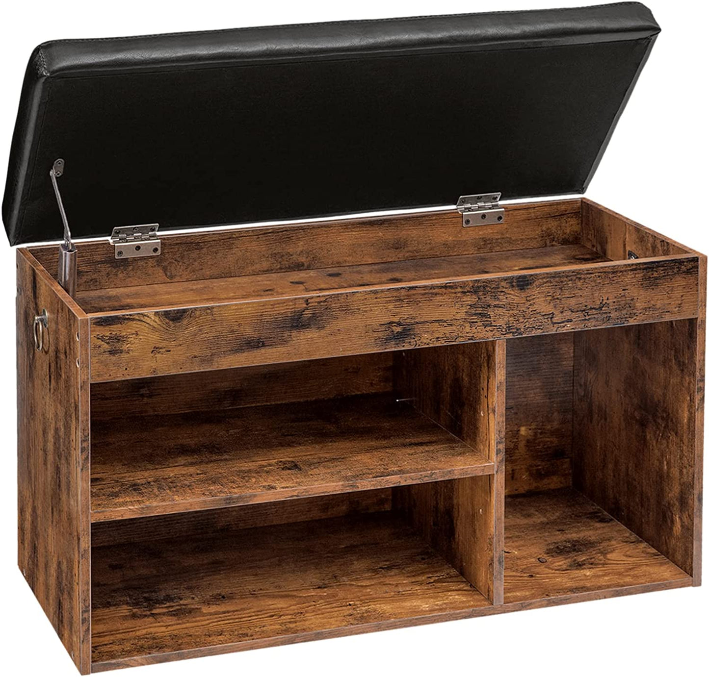 Shoe Storage Bench with Padded Cushion & Adjustable Shelf - Entryway & Living Room