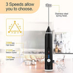 Rechargeable Electric Milk Frother Handheld (3 Speeds)-Silver