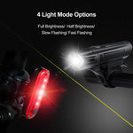 Waterproof Rechargeable Led Bike Lights Set (2000Mah Lithium Battery, 2 Usb Cables)