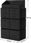 Makeup Cosmetic Organizer Storage With 12 Drawers Display Boxes (Black)