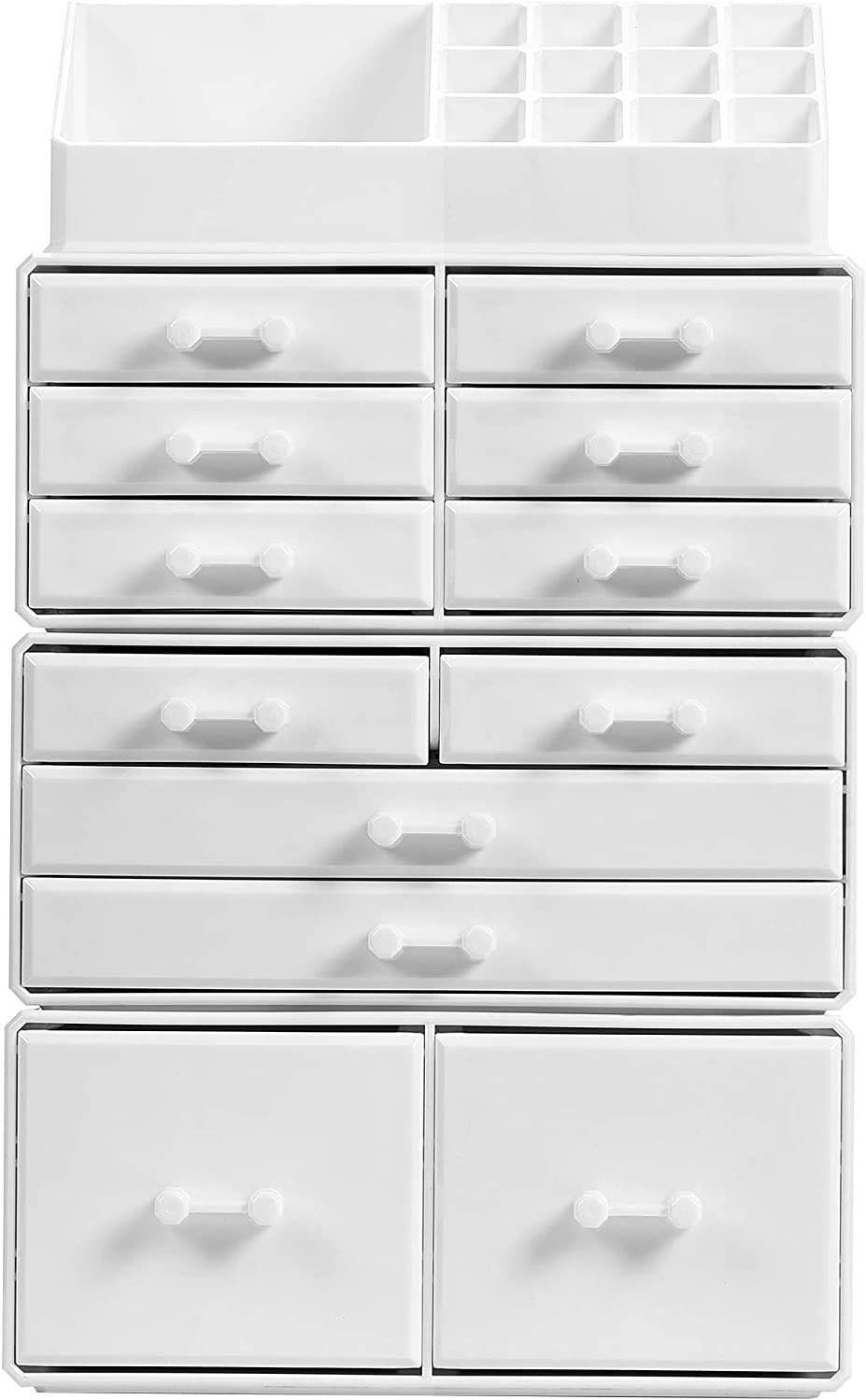 Makeup Cosmetic Organizer Storage With 12 Drawers Display Boxes (White)