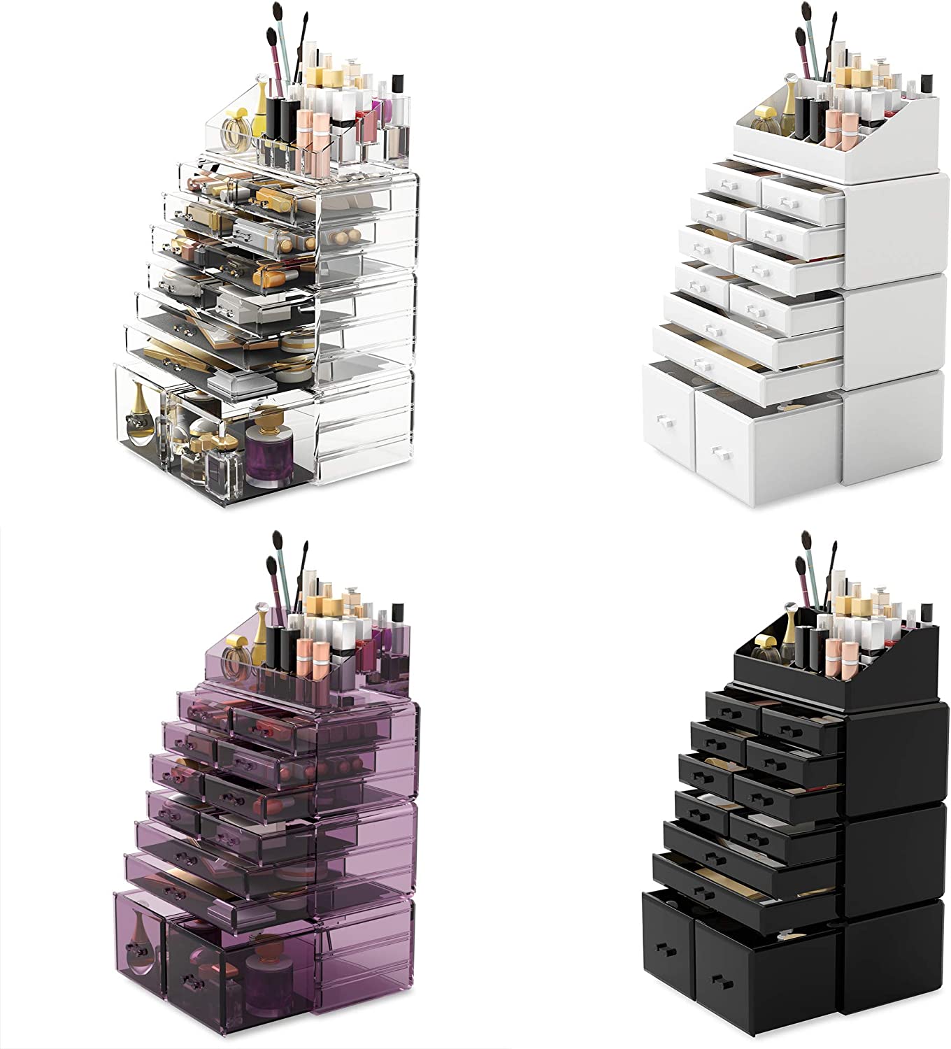 Makeup Cosmetic Organizer Storage With 12 Drawers Display Boxes (White)