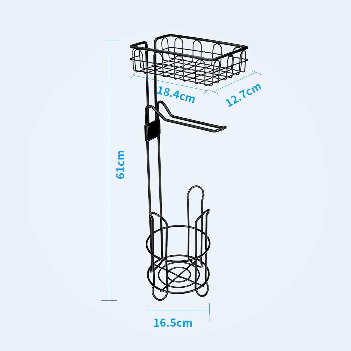 Toilet Paper Holder Stand And Storage Dispenser With Shelf For Bathroom