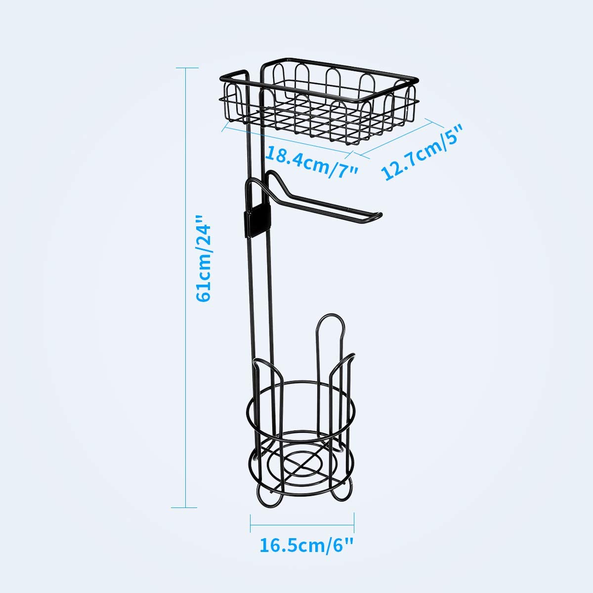 Toilet Paper Holder Stand And Storage Dispenser With Shelf For Bathroom