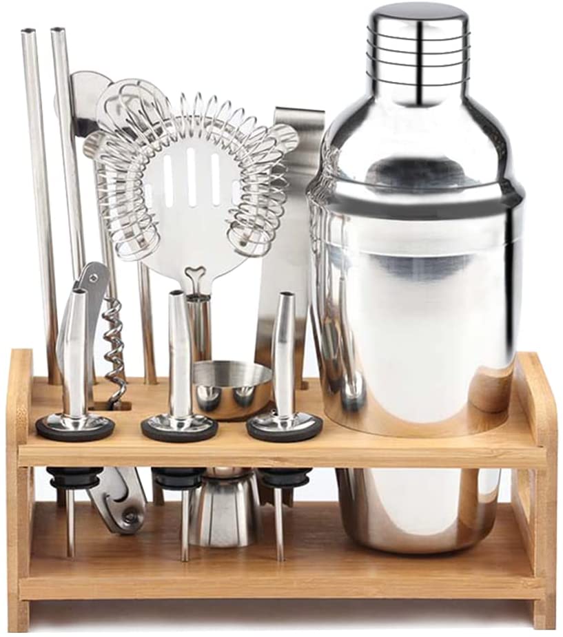 Steel Shaker Cocktail Bar Set Kit With 13 Pieces Bar Utensils