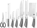 Kitchen Knife Block Set 8 Stainless Steel Knives with Silver color