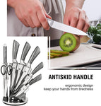 Kitchen Knife Block Set 8 Stainless Steel Knives with Silver color