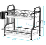 Stainless Steel 2-Tier Dish Drying Rack (Black)