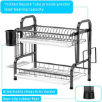 Stainless Steel 2-Tier Dish Drying Rack (Black)