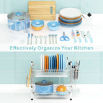 Stainless Steel 2-Tier Dish Drying Rack (Silver)
