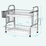 Stainless Steel 2-Tier Dish Drying Rack (Silver)
