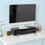 Black Monitor Stand Desk Organizer With 2 Drawers