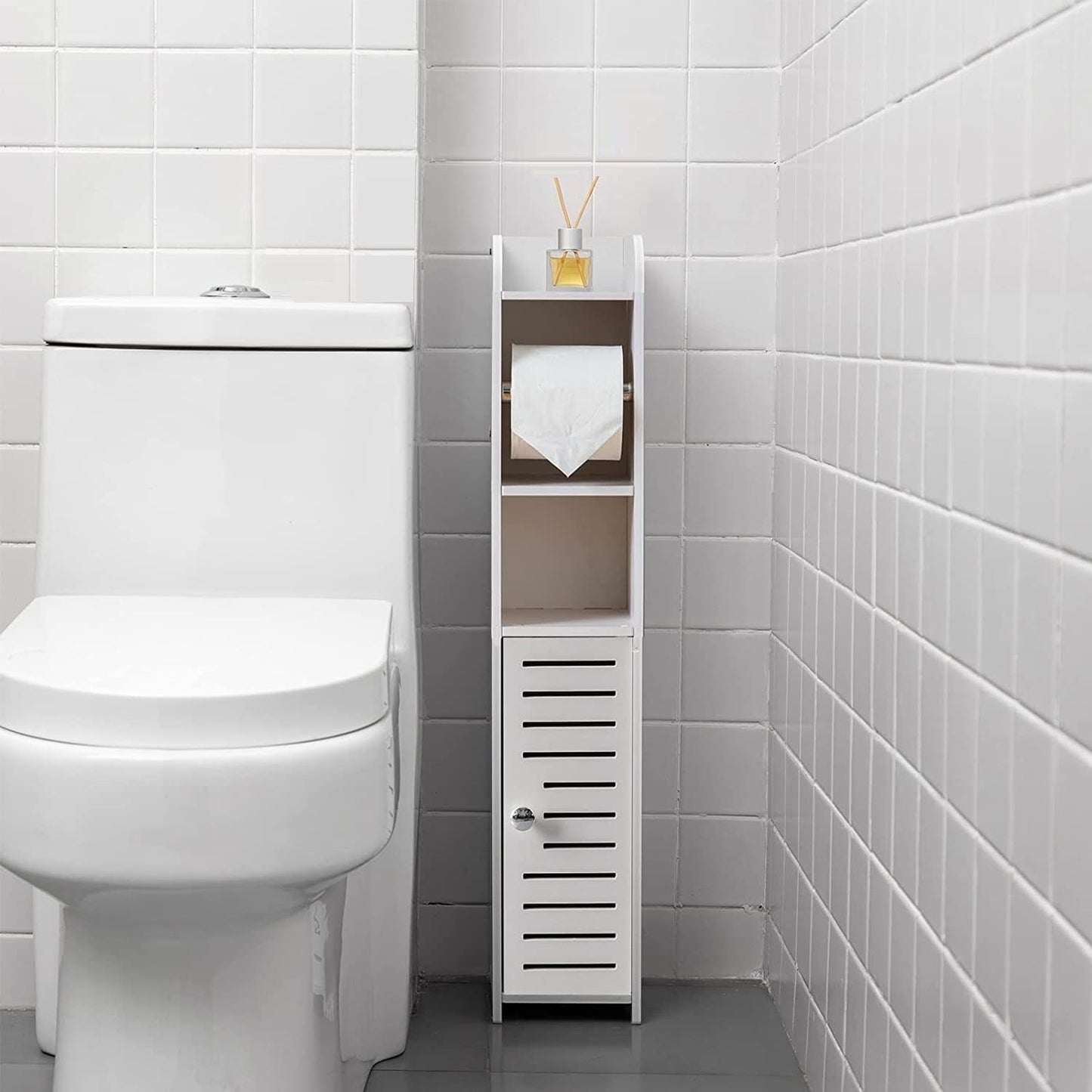 Toilet Paper Roll Holder For Bathroom With Roller (White, 76Cm)