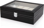 Black Pu Leather Watch Organizer Display Storage Box Cases (10 Slots)